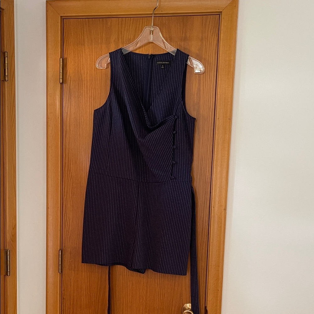 Banana Republic Navy Pinstripe Mini Short Suit